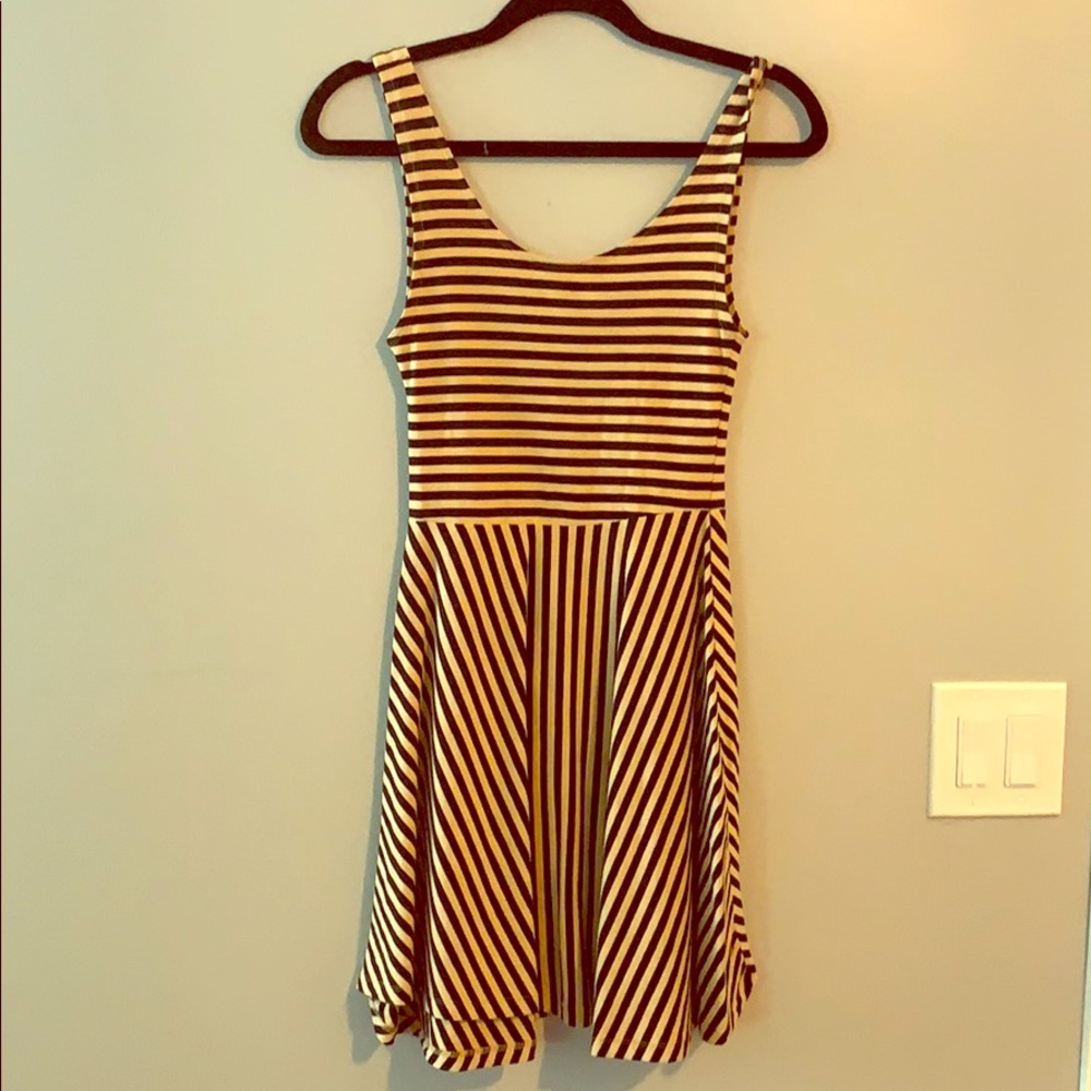 Khaki and black striped dress